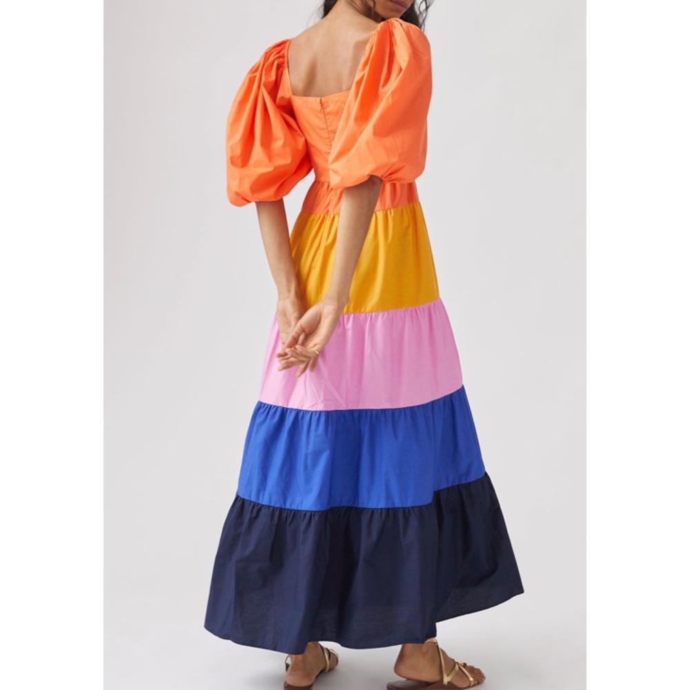 NEW ANTHROPOLOGIE FARM RIO Tiered Colorblock Maxi Dress - Picture 2 of 2